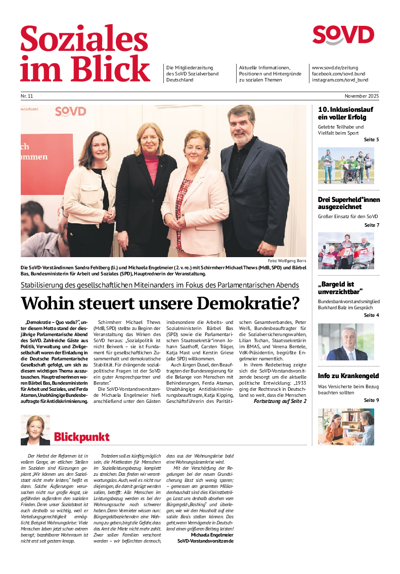 SoVD-Zeitung November 2025, Ausgabe Mitteldeutschland / Mecklenburg-Vorpommern